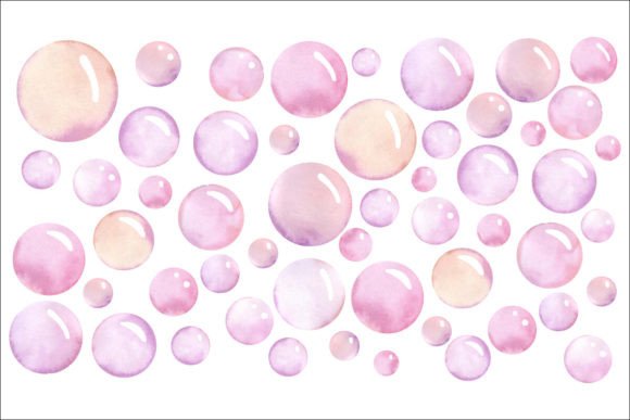 20 Pink and Peach Watercolor Bubbles
