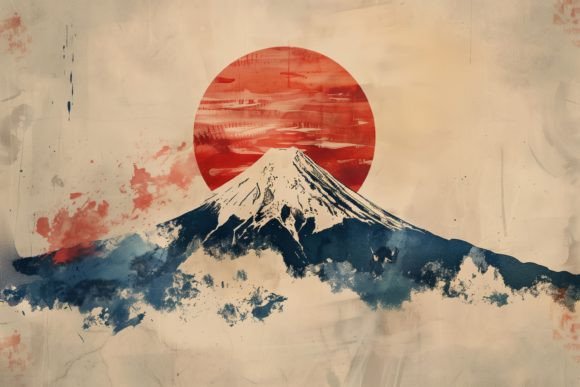 Japan Mountain Fuji Watercolor Poster Illustrations for Brand Storytelling