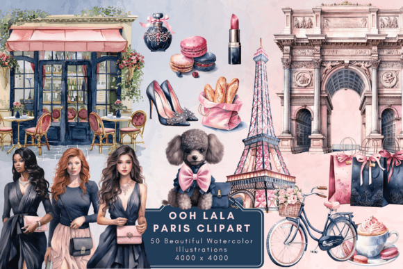 Ooh LaLa Paris Watercolor Clipart Review for Real Embroidery Projects