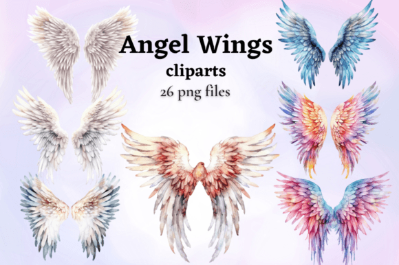 Watercolor Angel Wings Illustrations for Digital Sellers