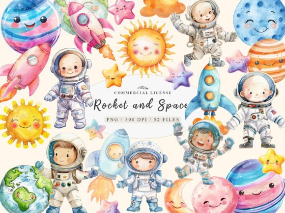 Watercolor Astronaut Clipart Adds Whimsy and Wonder to Local Branding
