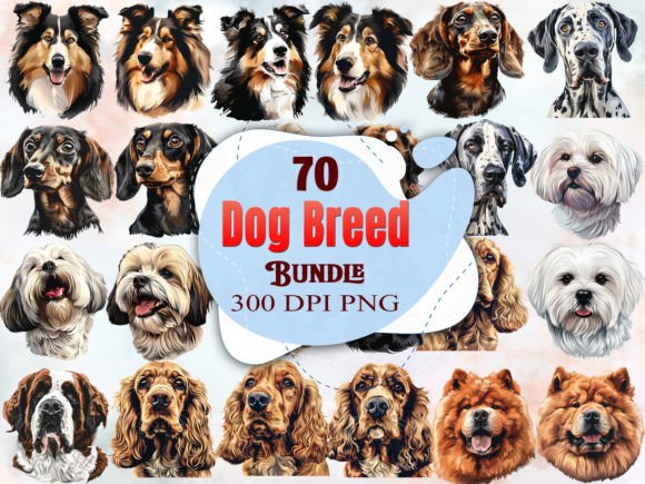 Watercolor Dog Breed Clipart for Crafting & Handmade Business Use