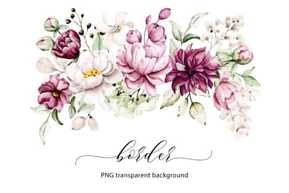 Watercolor Flowers & Floral Border Illustrations for Real Crafting
