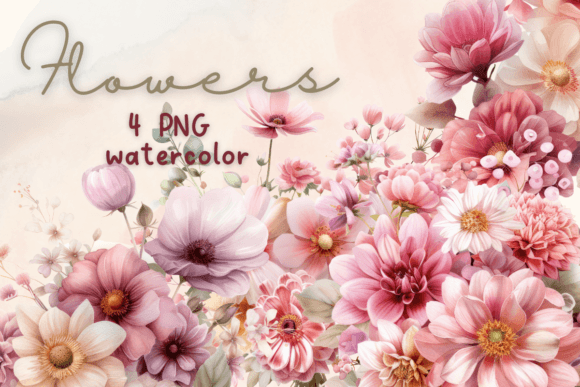 Watercolor Flowers: Pink Elegance in Embroidery Design