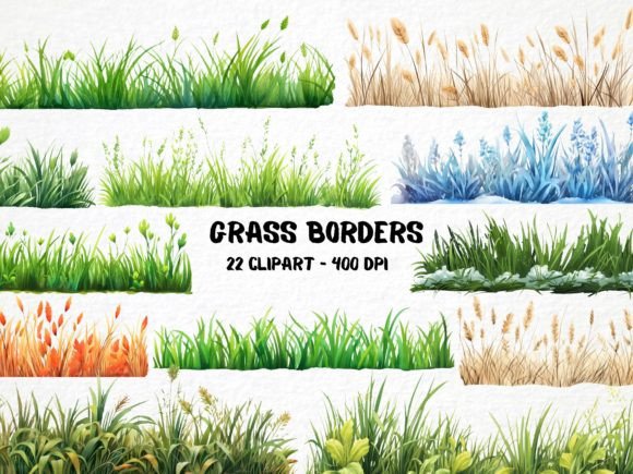 Watercolor Grass Borders: A Fresh Illustration Bundle for Bloggers and Publishers