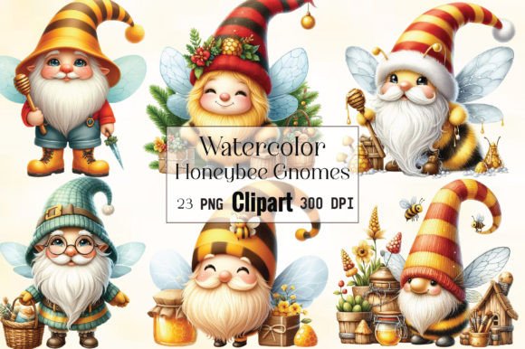 Watercolor Honey Bee Gnomes Clipart: A Fresh Freebie for Lifestyle & Creative Blogs