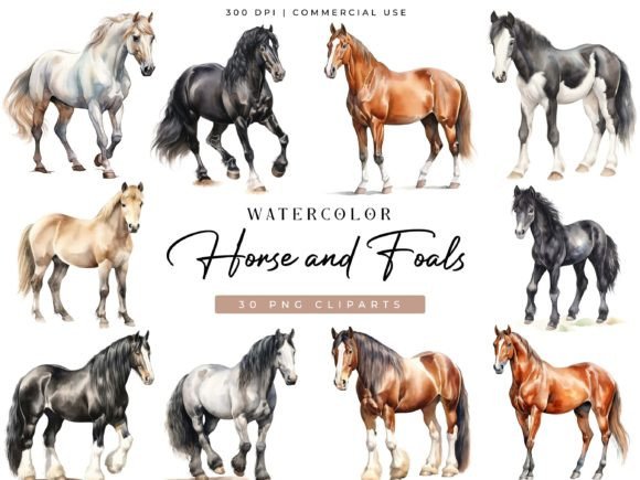 Watercolor Horses and Foals Illustrations: A Brand Designer’s Review for Marketing and Visual Content