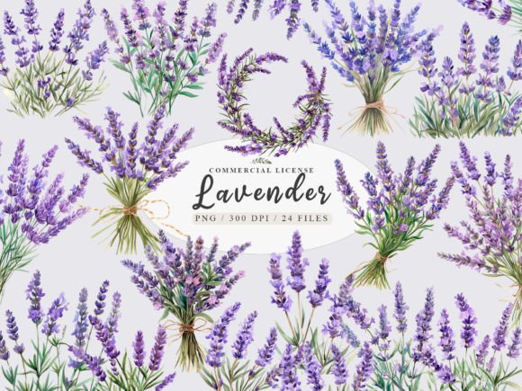 Watercolor Provence Lavender Illustrations for Modern Branding