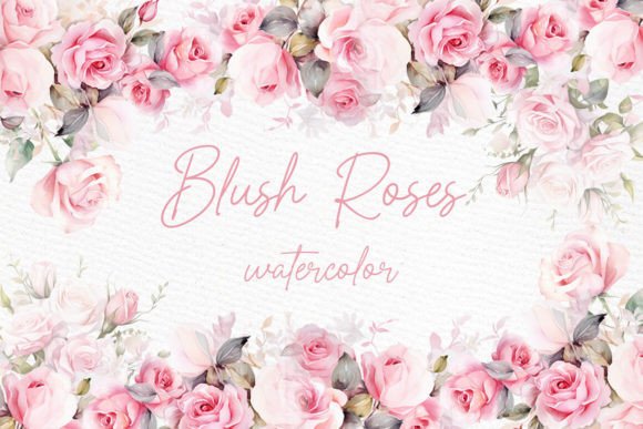 Watercolor Roses Clipart for Blush Floral Illustrations