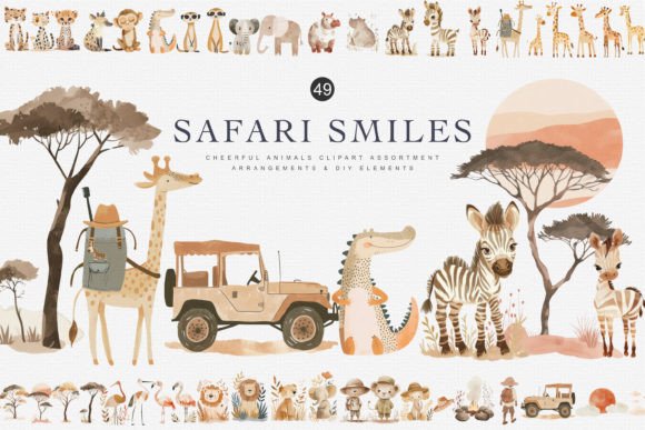 Watercolor Safari Animal Clipart Bundle Review for Real Embroidery Projects