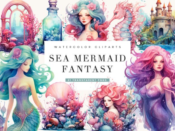 Watercolor Sea Mermaid Fantasy Clipart: Illustrations That Bring Magic to Content Publishing