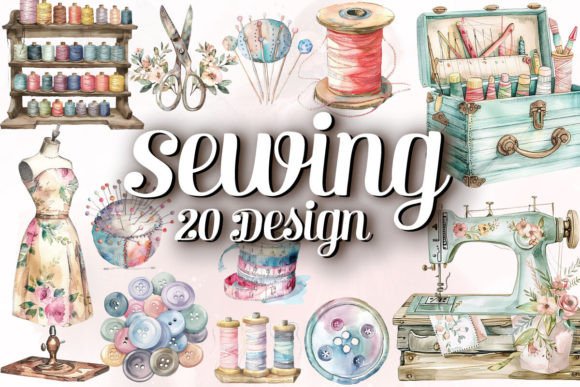 Watercolor Sewing Clipart Bundle Review