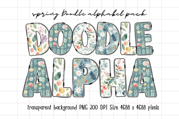 Watercolor Spring Floral Doodle Alphabet – A Versatile Illustration Set for Crafters & Etsy Sellers