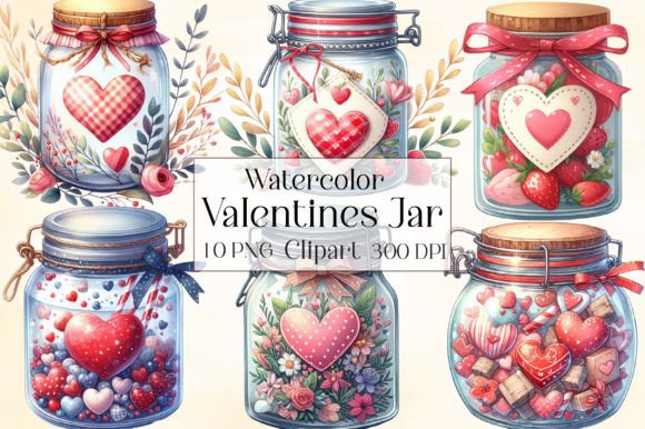 Watercolor Valentines Jar Clipart: A Freebie for Crafters & Handmade Sellers