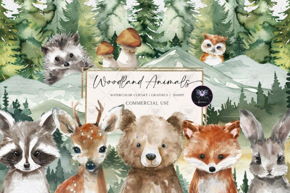 Woodland Animals Watercolor Illustrations for Local Branding